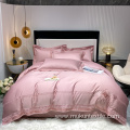 100S cotton Purple duvet cover embroidery bedding sets